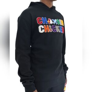 Chasin Chicken Graphic Hoodie Black Streetwear Embroidered Logo Size M